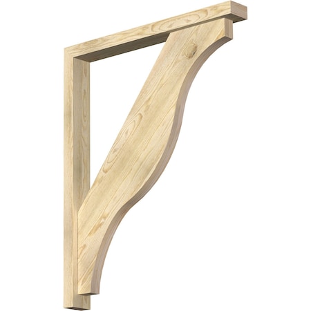 Ekena Millwork Funston Block Rough Sawn Bracket w/ Offset Brace, Douglas Fir, 4"W x 34"D x 42"H BKT0402X34X42FST05RDF